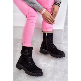 Bottes à lacets en daim pour femmes sur un talon plat Noir Firmina le noir 8