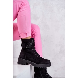 Bottes à lacets en daim pour femmes sur un talon plat Noir Firmina le noir 9