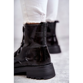 PJ1 Bottines Femme Laquées Chaudes Côtelées Noir Helia le noir 3