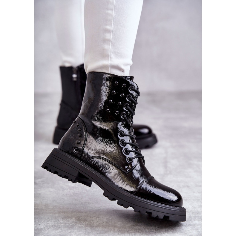 PJ1 Boots Laquées à Clous Noir Palmira le noir 1
