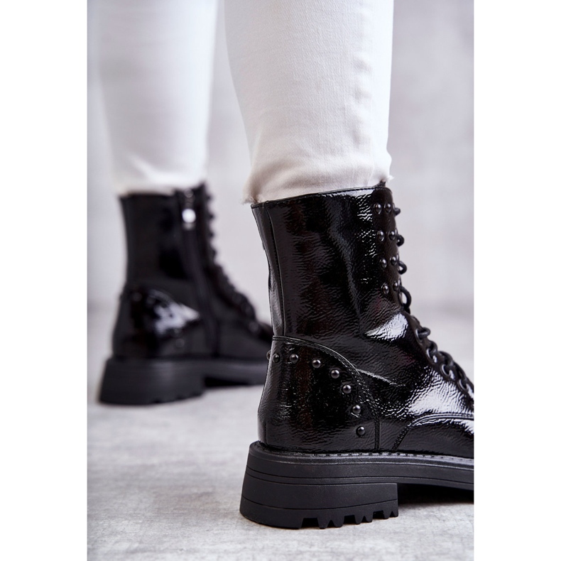 PJ1 Boots Laquées à Clous Noir Palmira 2