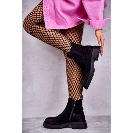 PJ1 Bottes Chaudes En Daim Ouvrières Sur Un Talon Plat Noir Salomé le noir 4