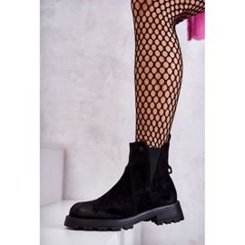 PJ1 Bottes Chaudes En Daim Ouvrières Sur Un Talon Plat Noir Salomé le noir 5