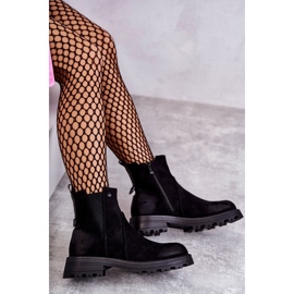 PJ1 Bottes Chaudes En Daim Ouvrières Sur Un Talon Plat Noir Salomé le noir 6