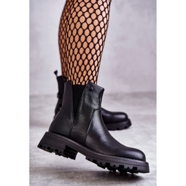 PJ1 Bottes Chaudes En Cuir Sur Talons Plats Salomé Noir 1