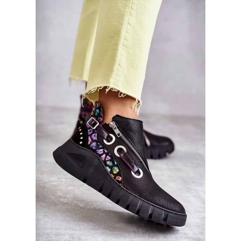 Bottines Maciejka en Cuir avec Mouchetures 05660-20 Noir multicolore 1