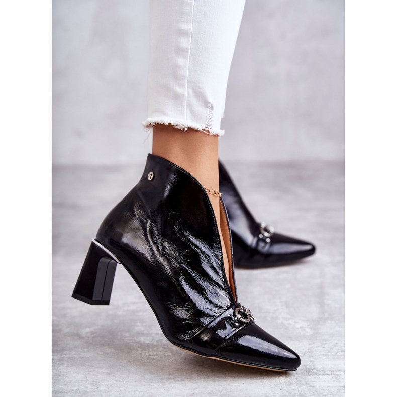 Bottes en cuir sur un poteau Maciejka Noir 05262-01 1