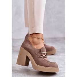 PL5 Chaussures en daim sur un poteau massif Beige Jaime 1