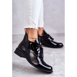 Bottines Laquées Bottines à Lacets Nicole 2781 Noir le noir 1