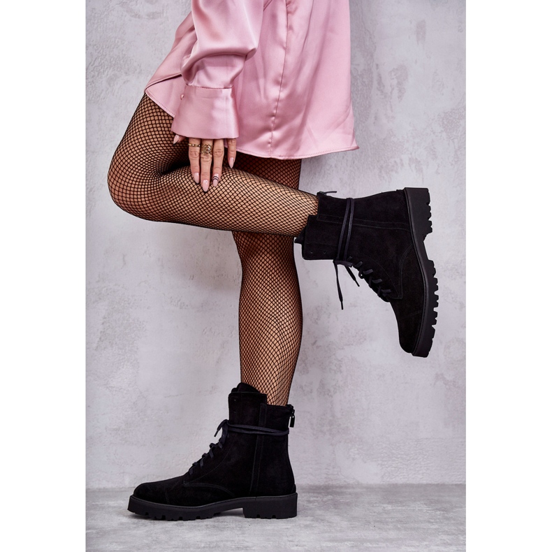 Bottines en daim à fermeture éclair Nicole 2754 Noir le noir 2