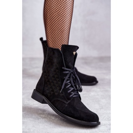 Boots à lacets en daim Nicole 2751 Noir 1