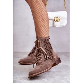 Boots à lacets en daim Nicole 2751 Marron brun 9