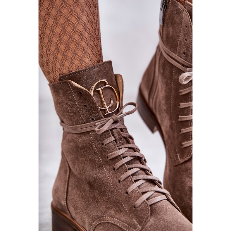 Bottines en daim à lacets avec ornement nicole 2750 marron brun 2 Bottines en daim à lacets avec ornement nicole 2750 marron brun 2