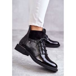 Vinceza Bottes lacées chaudes noires laquées Cathrine 2