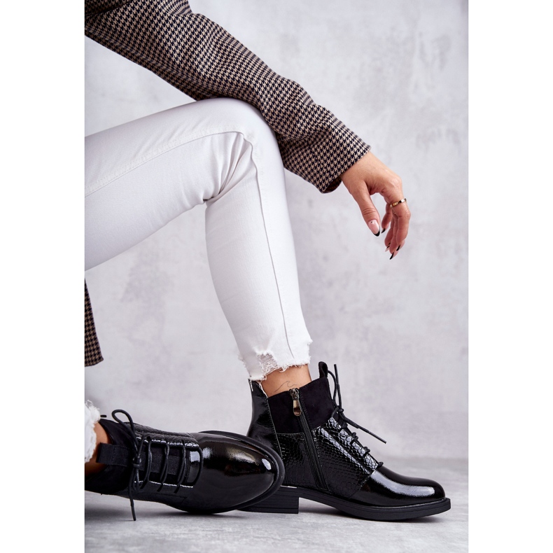 Vinceza Bottes lacées chaudes noires laquées Cathrine le noir 1