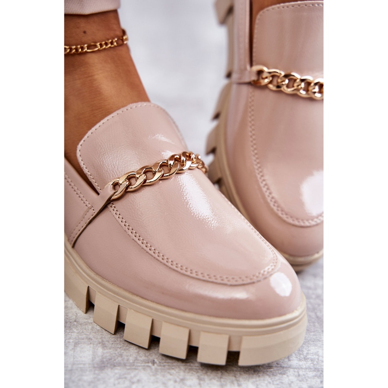 Sergio Leone Chaussures laquées avec une chaîne Beige Anne 2 Sergio Leone Chaussures laquées avec une chaîne Beige Anne 2