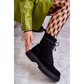 S.Barski Bottes en daim pour femmes attachées noires Afra le noir 9
