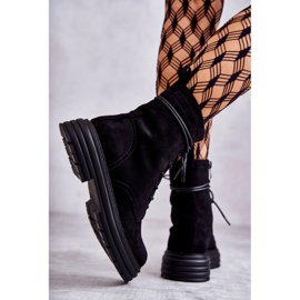 S.Barski Bottes en daim pour femmes attachées noires Afra le noir 3