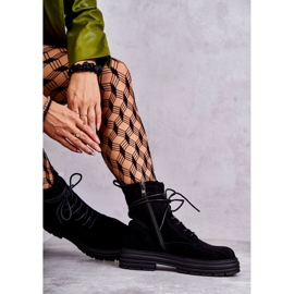 S.Barski Bottes en daim pour femmes attachées noires Afra le noir 7