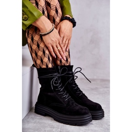 S.Barski Bottes en daim pour femmes attachées noires Afra le noir 8