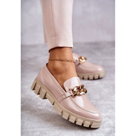 Sergio Leone Mocassins Laqués Sur La Plateforme Beige Inger 1