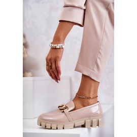 Sergio Leone Mocassins Laqués Sur La Plateforme Beige Inger 2