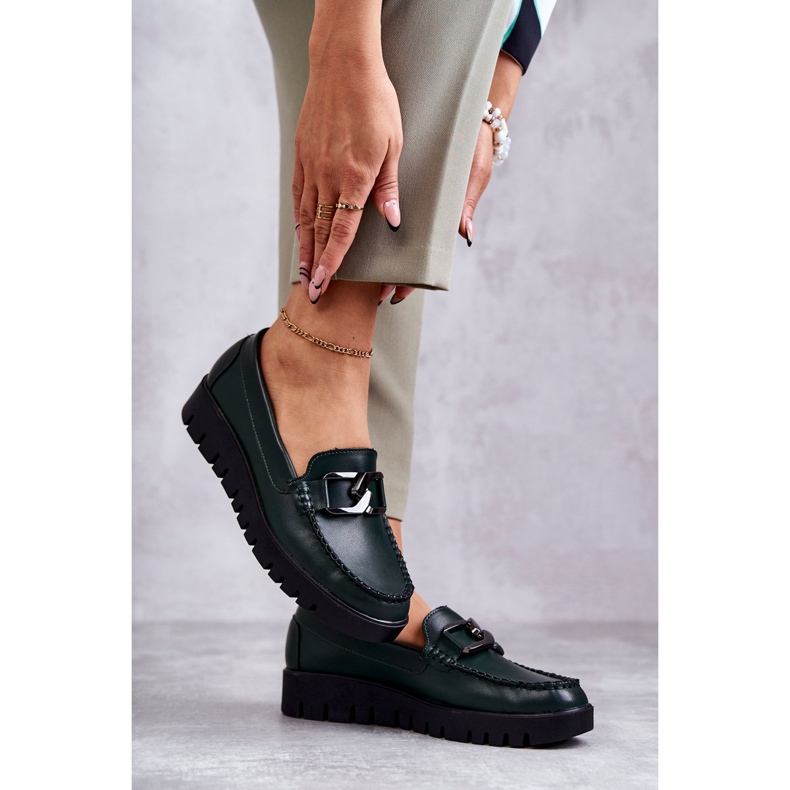 Sergio Leone Mocassins sur la plateforme vert Kjersti 2