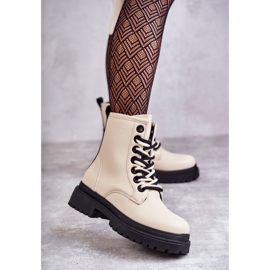Bottes en cuir pour femmes Workers Beige clair Denila 1