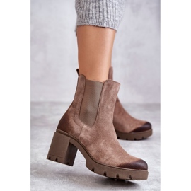 Bottes à plateforme en daim pour femmes Beige Martine 4