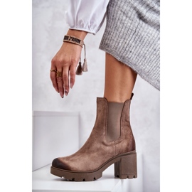 Bottes à plateforme en daim pour femmes Beige Martine 8