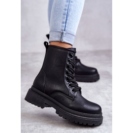 PE1 Bottes en cuir pour femmes Worker Noir Denila 1