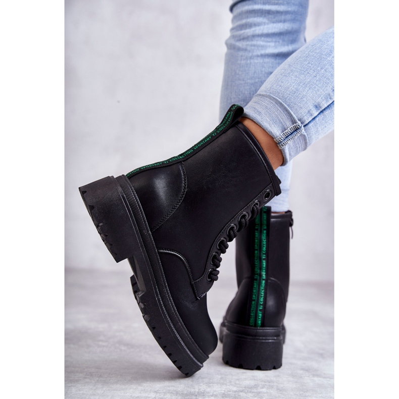 PE1 Bottes en cuir pour femmes Worker Noir Denila 2