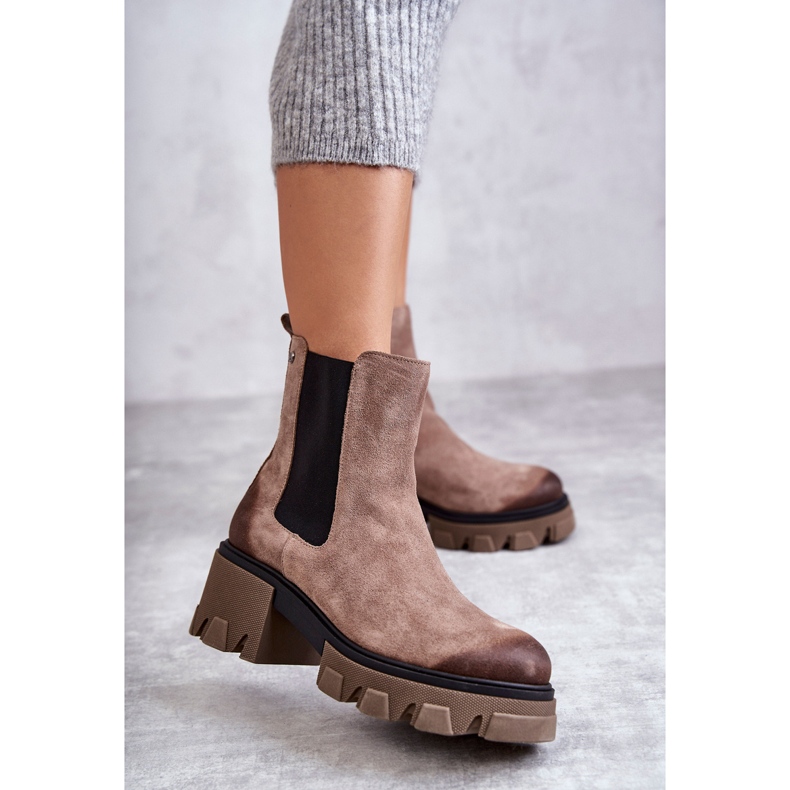 Bottes à plateforme en daim pour femmes Beige Hilde brun 2