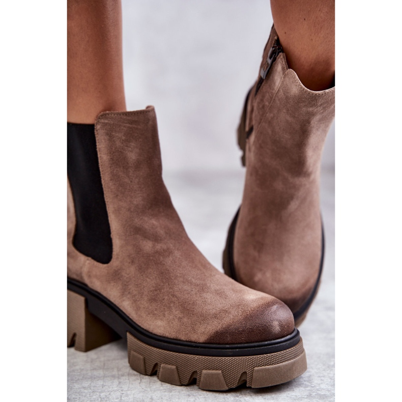 Bottes à plateforme en daim pour femmes Beige Hilde brun 1