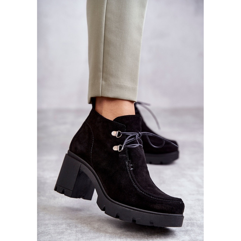 Bottines en daim pour femmes nouées noires Marianne le noir 1