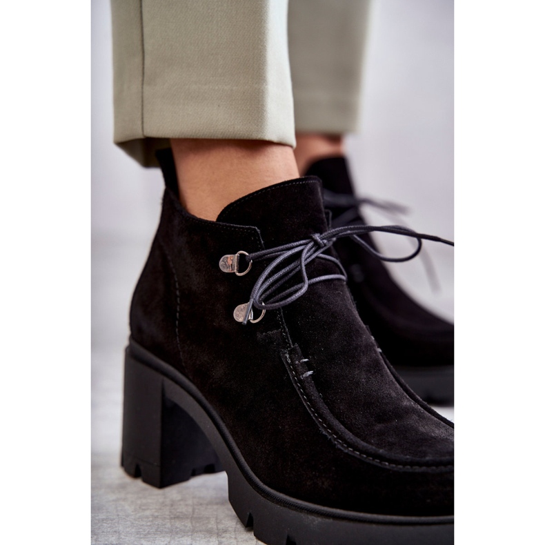 Bottines en daim pour femmes nouées noires Marianne le noir 2