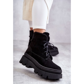 Bottines Lacets Chaudes Daim Noir Elisabeth le noir 2