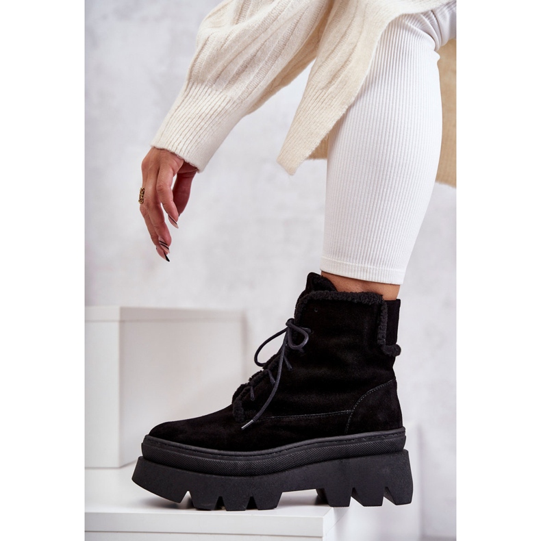 Bottines Lacets Chaudes Daim Noir Elisabeth le noir 1