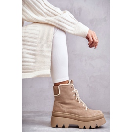 PL5 Bottines Lacets Chaudes Daim Beige Elisabeth brun 1