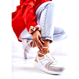 S.Barski Chaussures de sport en cuir sur un coin blanc et gris Rayana 1