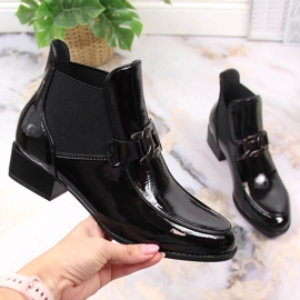 Bottines Chelsea laquées noires Potocki noires pour femme 1