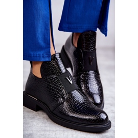 Vinceza Boots laquées à découpes sur talon plat Noir Eunice 2