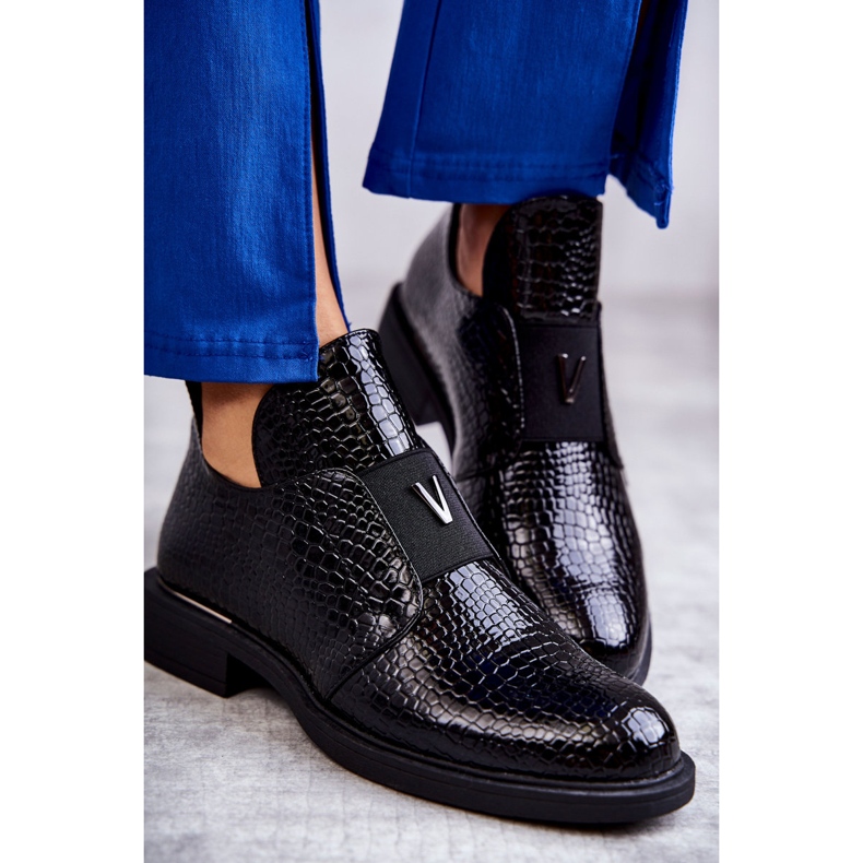 Vinceza Boots laquées à découpes sur talon plat Noir Eunice 2