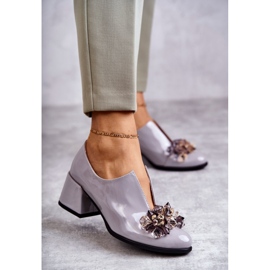 PA2 Chaussures En Cuir Lisse Laqué Avec Décoration Foncé Gris Delaver 2 PA2 Chaussures En Cuir Lisse Laqué Avec Décoration Foncé Gris Delaver 2