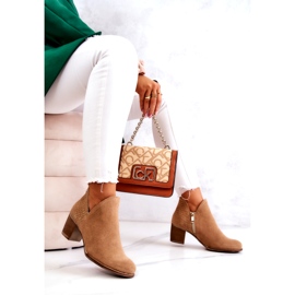 PL5 Bottines en cuir pour femme à talon Camel Larsa brun 3