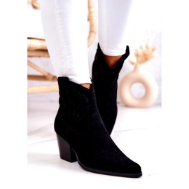 S.Barski Bottes de cowboy noires en daim pour femmes Devon 2