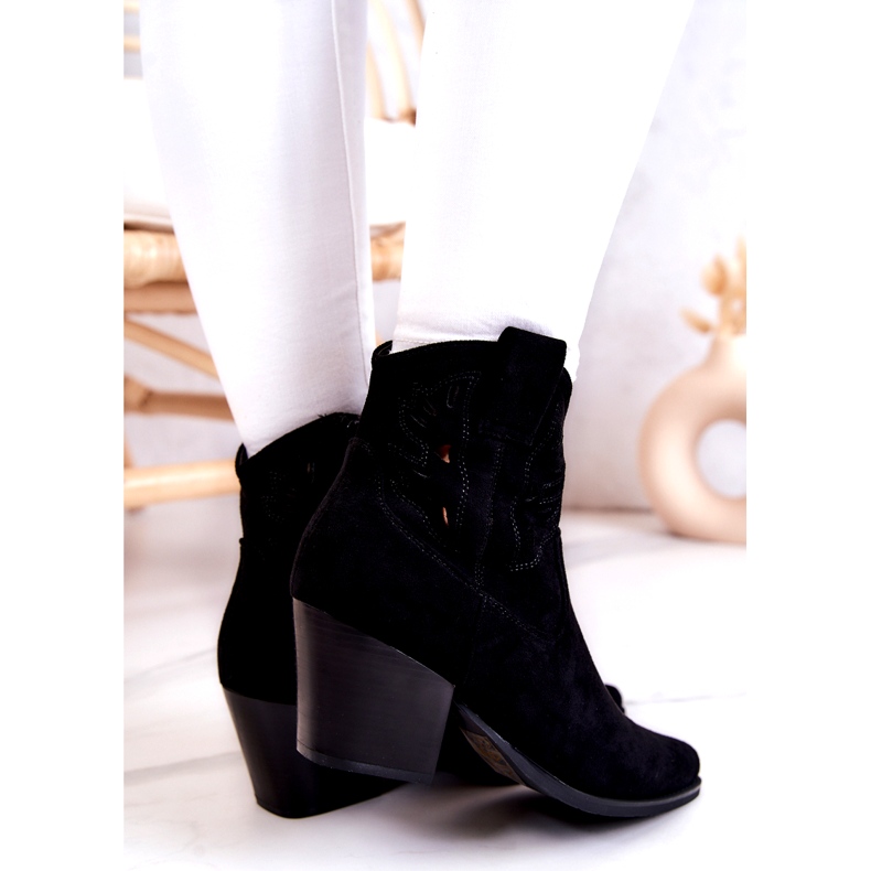 S.Barski Bottes de cowboy noires en daim pour femmes Devon 4