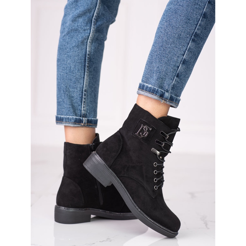 Ouvrières en daim écologique Shelovet noir 1