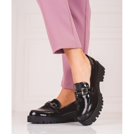 Mocassins femme sur semelle épaisse Shelovet noir 1