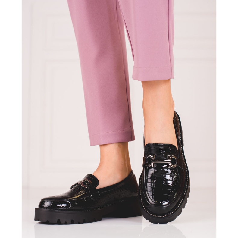 Mocassins femme sur semelle épaisse Shelovet le noir 1